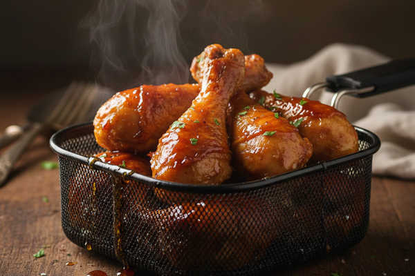 Rauchiges Airfryer-Hähnchen mit Honig-BBQ-Glasur